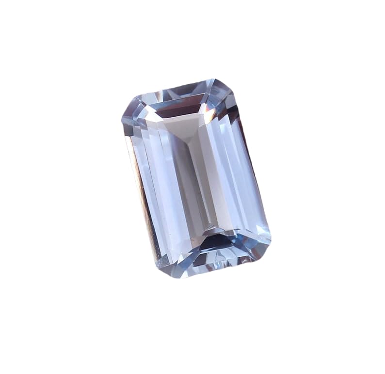 Aigue-marine naturelle du Brésil 16x10 mm, taillée en émeraude d'une clarté rare
