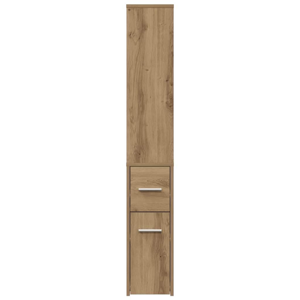Mobile Bagno Stretto con Ruote 22x41x135 cm Rovere Artigianale | Mobiletto salvaspazio autoportante ideale per ottimizzare gli angoli vuoti in cucina, soggiorno o corridoio.