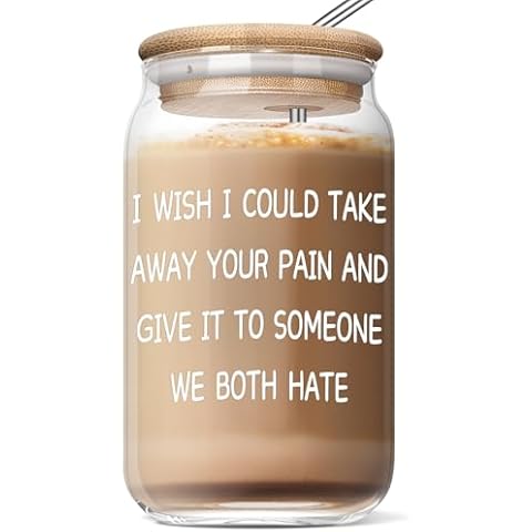 Get Well Soon Gifts for Women Men - After Surgery Recovery Gifts - Feel Better Gifts for Her Him Mom Sick Friends Grieving Divorce Bereavement Sympathy Miscarriage Take Your Pain 16 Oz Coffee Glass Cover