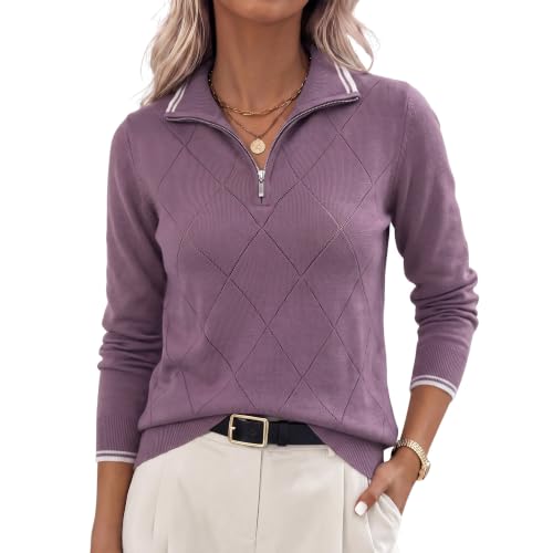 Image of JACK SMITH Quarter Zip Pullover Sweaters for Womens, Rib Polo Sweater Tops