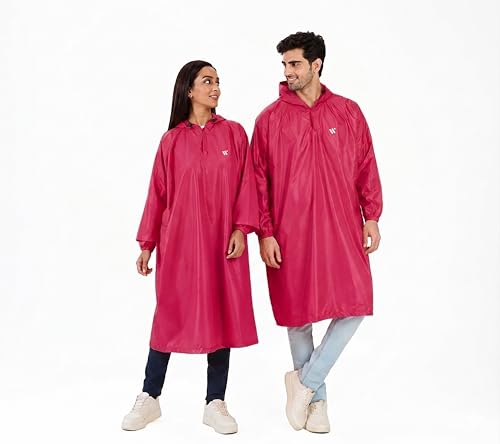 Image of Zeel Unisex Outdoor Rain Poncho for Adult, Waterproof, Lightweight & Packable, Polyester Pullover Full Sleeves Hooded Rainwear, Raincoat for Camping, Hiking, Travelling (AZ33, Free Size) (Gajari)