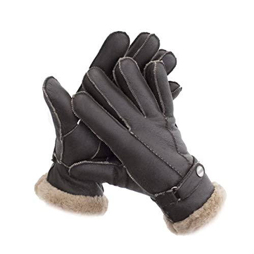Reissner Lammfelle Fingerhandschuhe HDS-FINGER2-NAP-MOC-L Merino Lammfell Nappa Leder Farbe mocca Größe L