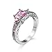Banemi Bague Pierre Bague Mariage Or Blanc avec Zircon Rose Anneau Inoxydable Bijoux Fantaisie Femme Bague Taille 61.5