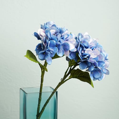 Image of PURE HOME + LIVING Dark Blue Faux Hydrangea Spray (Made of Plastic, Wire and Fabric) for Home, Office and Living Room Decorations (Without Vase)(Height-45cm) Pack of 1
