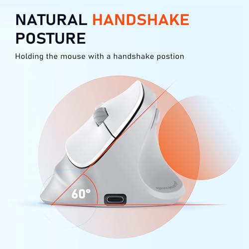 Image of MEETION Ergonomic Wireless Vertical Mouse, Rechargeable, Gray