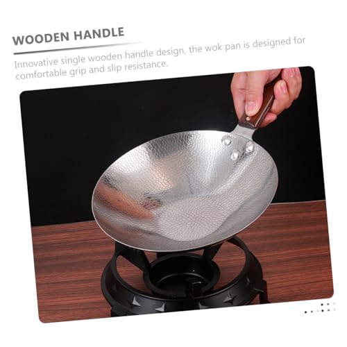 Wok de acero inoxidable con mango de madera miniatura 7