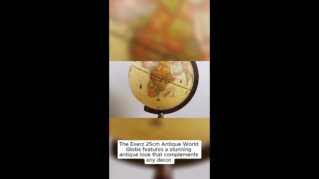 Exerz 25cm Antique Globe With A Wood Base - World Globe Rotating Vintage Decorative - Diametre 25cm
