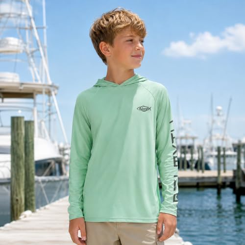 Image of Palmyth Boys Fishing Shirt UPF 50+ Youth Long Sleeve Shirts with Hooded