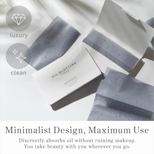 oil blotting paper 100 sheetspack of 1  natural black charcoal facial tissues with premium washi japanese paper portable easy dispensing made in japan skin-care amp makeup essential