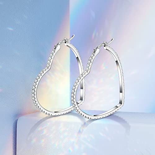925 Sterling Silver Hoop Earrings For Women heart earrings hoop earrings for women Cubic Zirconia Earrings Hoops Ear GDDX Jewelry 20 30 40 MM Gifts4