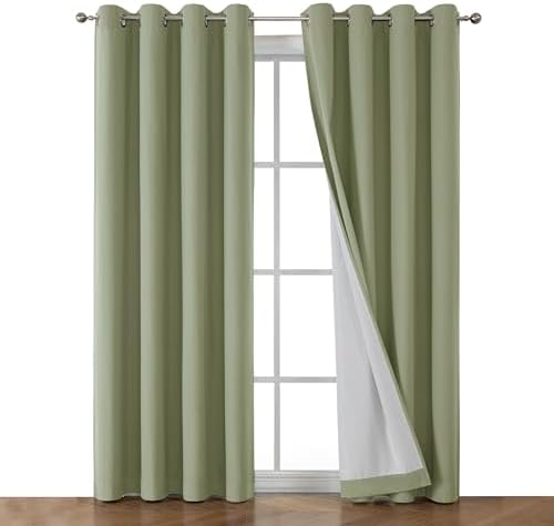 Amazon.com: Simplebrand Ava Sage Green Blackout Curtains for Bedroom 84 ...