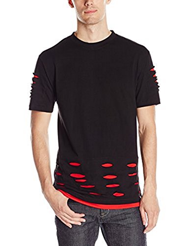 Southpole Men's Short Sleeve T-Shirt Cut and Sewn with Ripped and Repair Details