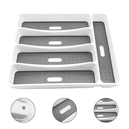 Beowanzk Besteckkasten für Schubladen Ordnungssystem, Besteck Organizer Antirutschmatte Besteckbox,Kompakter Küchen Cutlery Tray 40*30,Besteckkiste Aufbewahrung Platzsparend Besteckeinsatz Weiß - Image 4