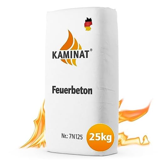 Feuerfester Beton, Körnung 0-5mm - Maximale Hitzebeständigkeit bis 1250°C - Vielseitige Verarbeitung: stampft, rüttelt und kann gegossen werden, ermöglicht eine flexible Anwendung. (25kg)