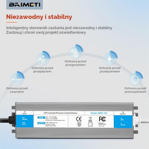 BRIMETI LED Transformator 24V 200W Sterownik LED IP67 Zasilacz 8.3A Wejście Transformatora AC 220V na DC 24V Napięcie Sterownik Stałego Napięcia Transformator Niskiego Napięcia Niskonapięciowy