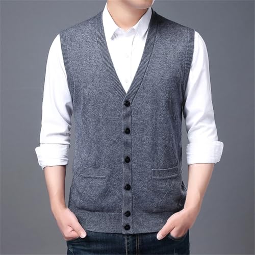 Men's V-Neck Knitted Cardigan Vest, Sleeveless, Casual, Anti-Pilling Sweater for Fall4