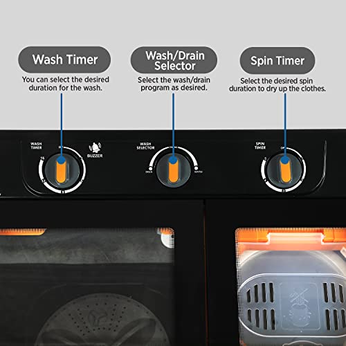 Image of Intex 7.5 KG Semi Automatic Top Loading Washing Machine with Toughened Glass Lid (Modern Design, Dark Black-Grey-Orange, , SA75DBHG)