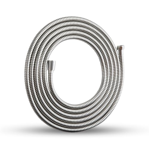 OFFO Shower Hose, 198 in Kink Free Stainless Steel Extra Long Shower Hose Replacement, Flexible Handheld Shower Head Hose Extension for Pet Bathing Cleaning, Nickel Gray