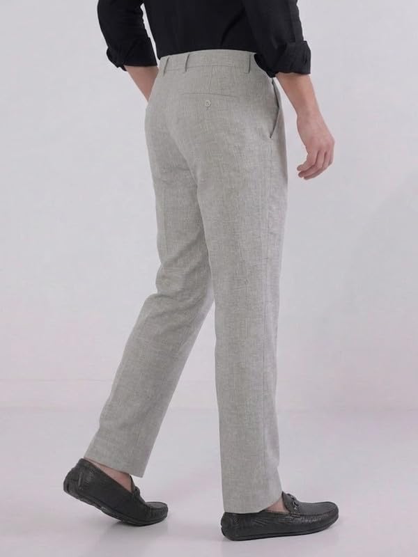 Image of TAHVO Men's Slim Fit Linen Tailored Trousers