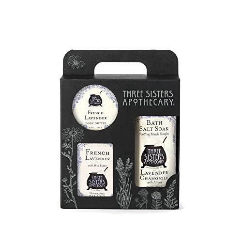 Image of Three Sisters Apothecary Bath & Body 3 Piece Gift Tote (French Lavender)