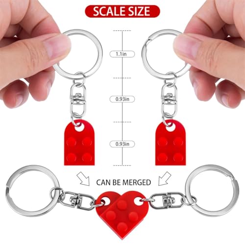 Couples Matching Stuff Gifts - Red Heart Keychain, Matching Couple Heart Keychains Decorations Christmas Valentines Day Gifts for Boyfriend Girlfriend - Image 3