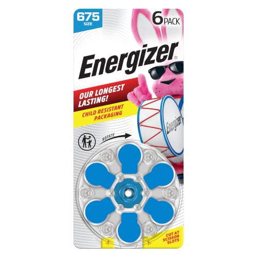 Energizer Hearing Aid Batteries Size 675 Blue Tab 6 Pack