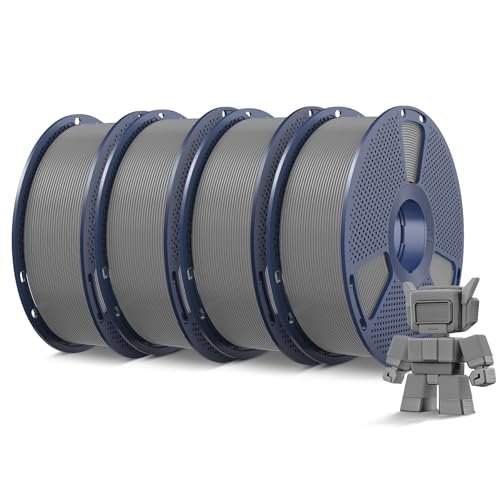SUNLU 4KG High Speed PLA Filament 1.75mm, 30mm/s – 600mm/s Print Range, 3D Printer Filament 4kg, 1kg per Spool, Pack of 4, 4 Colors, Grey*4
