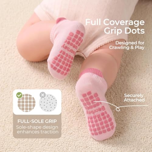Image of Baby Non Slip Ankle Socks with Grippers (9 Pair) for 6 months-5 years Infant Toddler Boys Girls
