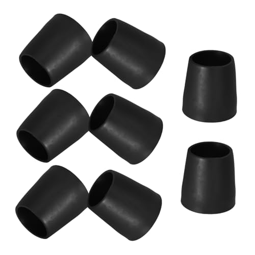 FRCOLOR Heavy Duty Cane Tips Pack Non-Slip Round Rubber Leg Tips for Hiking Poles Stool Legs Easy to Install Black