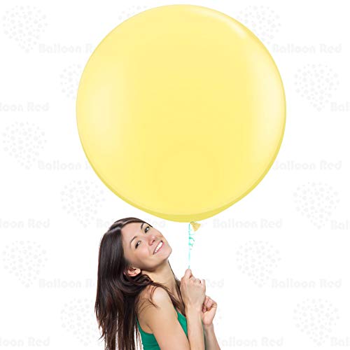 Image of AFTERLOON Biodegradable Balloons 6 pcs 36 Inch Orb Perfect Round Giant Extra Large Pastel Yellow 36 Inch Macaron Color, Durable Thickened Strong Jumbo XL Helium Float