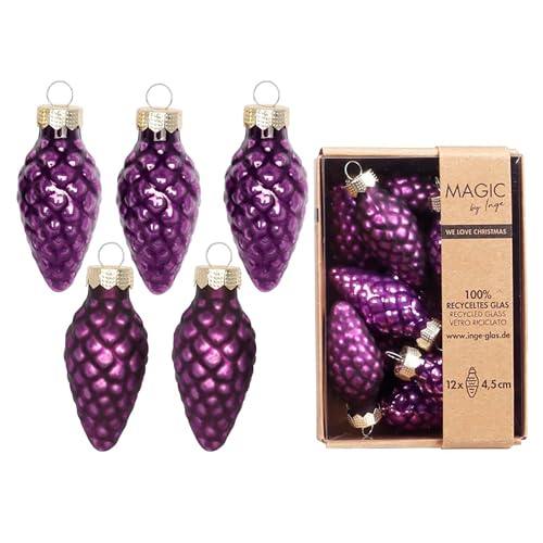 Christbaumschmuck Zapfen 4,5cm Glas 12 Stück - matt & glänzend -...