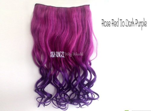 X&Y ANGEL -New Two Tone One Piece Long Curl/curly/wavy Synthetic Thick Hair Extension Clip-on Hairpieces 26 Colors (dark turquoise to light turquoise)