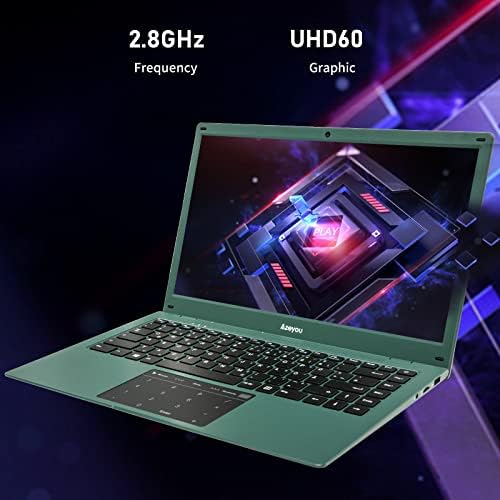 Azeyou Laptop 14 inch (Celeron N4020, 4GB RAM, 64GB eMMC, Window 11 OS), Full HD 1080P Display Notebook with USB 3.0,WIFI,Bluetooth 4.0, Green
