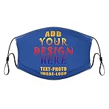Custom Face Masks in Bulk Personalized 1-100 PCS Mask Wind Sun-Proof Fashion Breathable Reusable Face Cover for Unisex Royal Blue