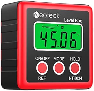 Neoteck Cyfrowy kątomierz, wodoodporny, z wyświetlaczem LCD, miernik, do mierzenia kątów, ukośnicy, samochodów itp., czerwony