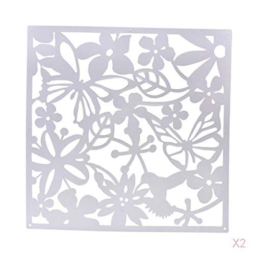 Room Divider Panel, 4 Panels, White, 40x40 cm, Hanging, PP, Butterfly and Flower Pattern-image-18