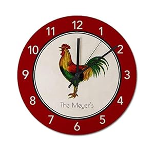 Stille ronde wandklokken 25 CM, rode haan keuken PVC klokken woonkamer decoratief, batterij aangedreven, gemakkelijk te…