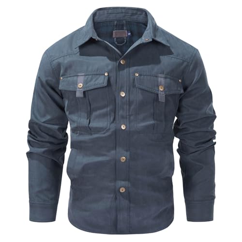 Veste à carreaux en flanelle pour homme avec col montant style cargo casual