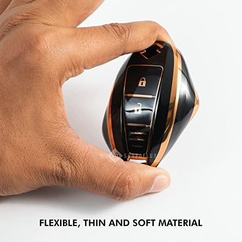 Image of Shopoflux TPU Key Cover Compatible with Baleno | Breeza | S Cross | Ciaz | Swift 2 Button Smart Key (Black)