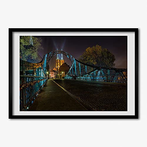 Cadre MDF Photo 70x50 cm Tulup Pont Des Amoureux - Tableau Mural en Bois Décoratif