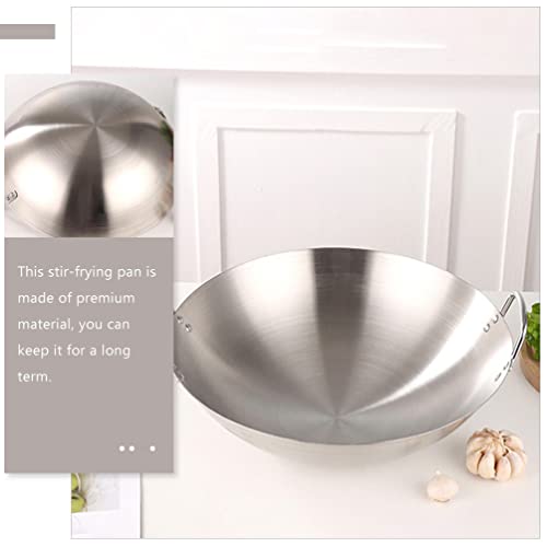 Zerodeko Stainless Steel Wok, Double Handle Wok Cooking Pan Round Bottom Frying Pan Multi- Cooking Wok, Dishwasher Safe, Practical Kitchen Utensil (26Cm) #TOP4