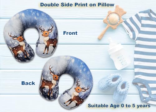 Image of Baby Neck Pillow for Head Shaping | Neck Support New Born Baby Infant Printed Pillow (0-5 Years) (Dear)