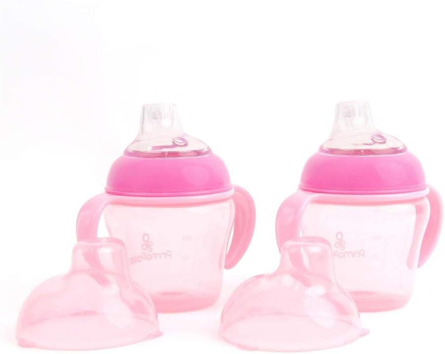 Primo Passi 2 Pack 5oz Sippy Cup For Babies 4 Months old (Grey) (Pink)