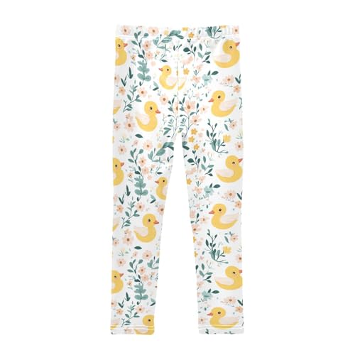 Duck Lovely Flower Girls Casual Leggings for Kids Printed Long Pant Bottoms Stretch and Soft2