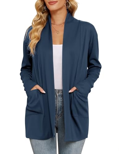 Casual Open Front Cardigan for Women Long Sleeve Lightweight Sweaters with Pockets Loose Comfortable Cardigans2