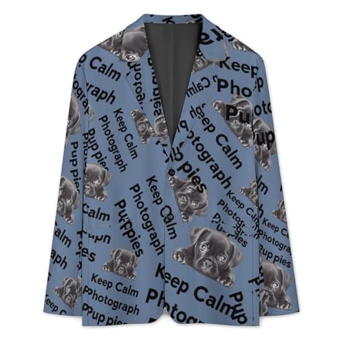 Keep Calm and Photograph Puppies Men's Slim Suit Long-Sleeve Prom Tuxedo Classic Two Button Business Jacket3