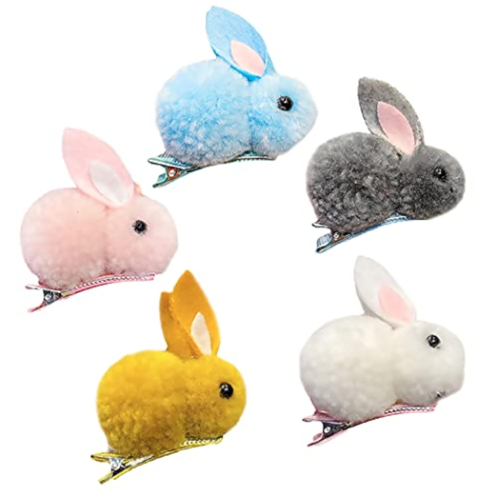 Cute Rabbit Hair Barrette Clip Set, 5pcs Vintage Fashion