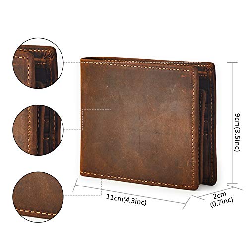 Top Grain Leather Minimalist Wallet For Men Rfid Blocking Vintage Handmade Card Holder Bifold Slim Wallet Gift Box #TOP2