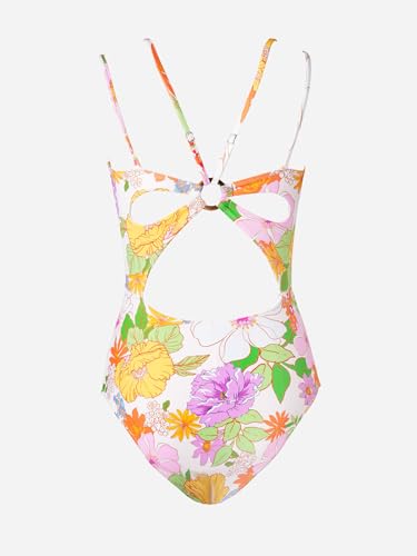 Image of CUPSHE Women's V Neck One Piece Cutout Tummy Control Swimsuit | Double Adjustable Straps,Back Cutout,O Ring,Soft Removable Cups,Flattering Bathing Suit For Vacation And Beach