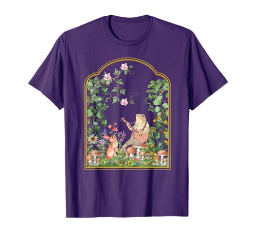 Cottagecore Aesthetic Frog Playing Banjo on Mushroom Rabbit T-Shirt